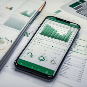 A smartphone displaying an excel spreadsheet on its screen