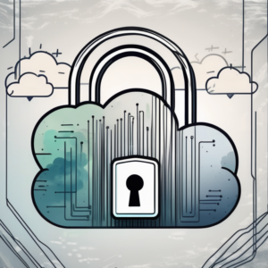 A digital padlock securing a cloud