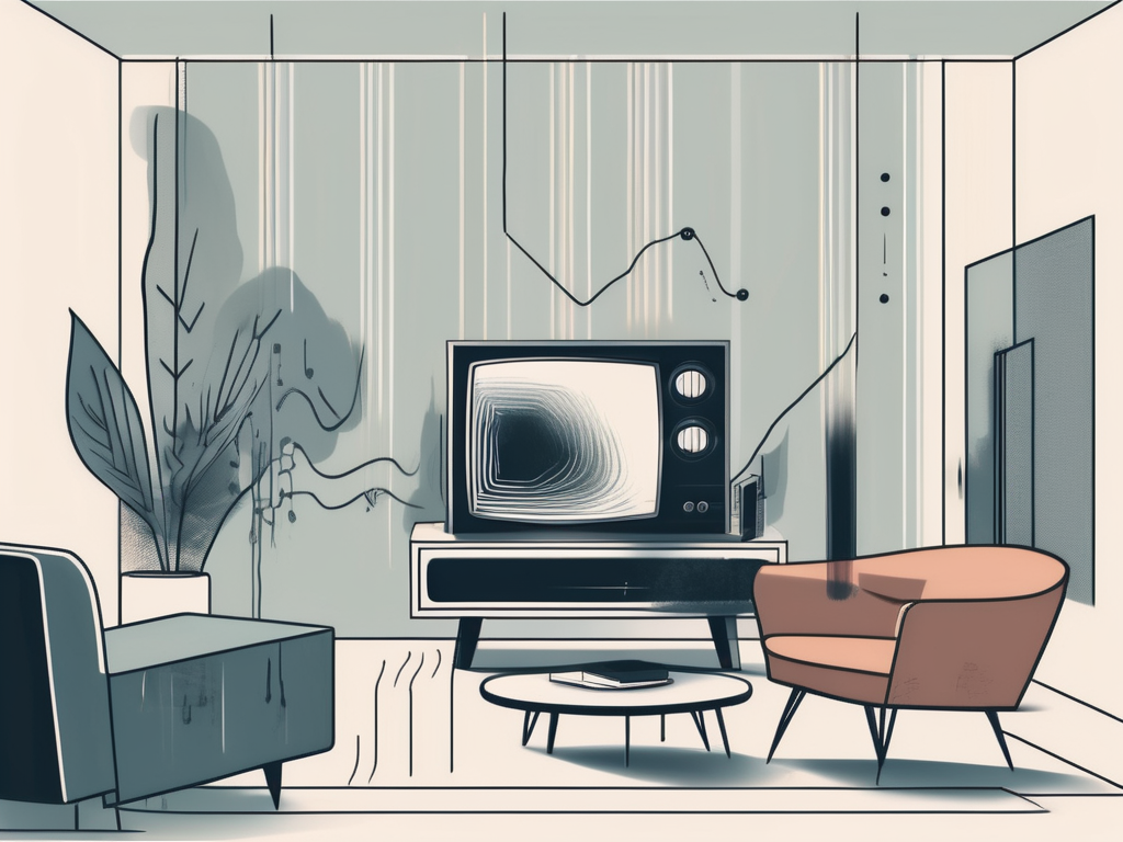 A living room scene with a television set