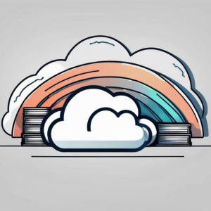 A cloud storage icon overflowing with files