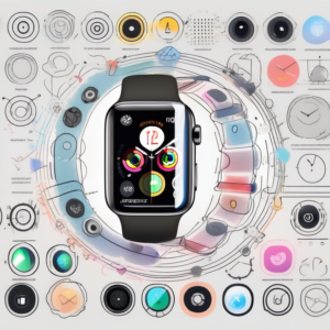 An apple watch with various settings icons like brightness