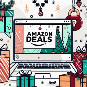 A computer screen showing an amazon webpage with various cyber monday deals