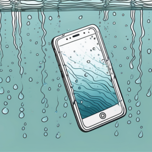 A smartphone submerged in water